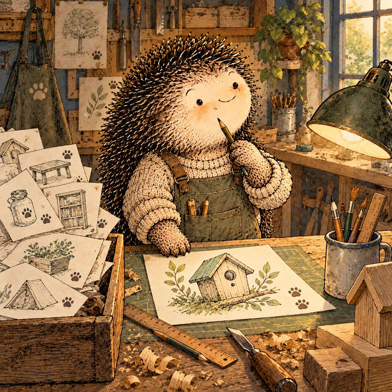 A gentle cream-faced, spiky-furred woodland companion exploring Day 245: Decide What Deserves to Grow