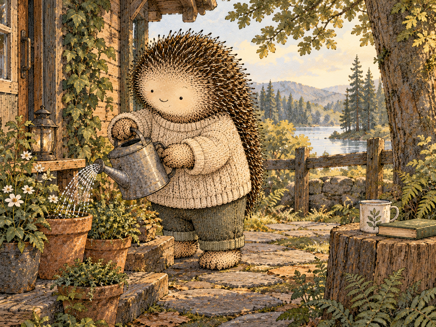Day 181: The Reset Can Become Smaller While Its Effect Becomes More Durable. Woodland hedgehog illustration.