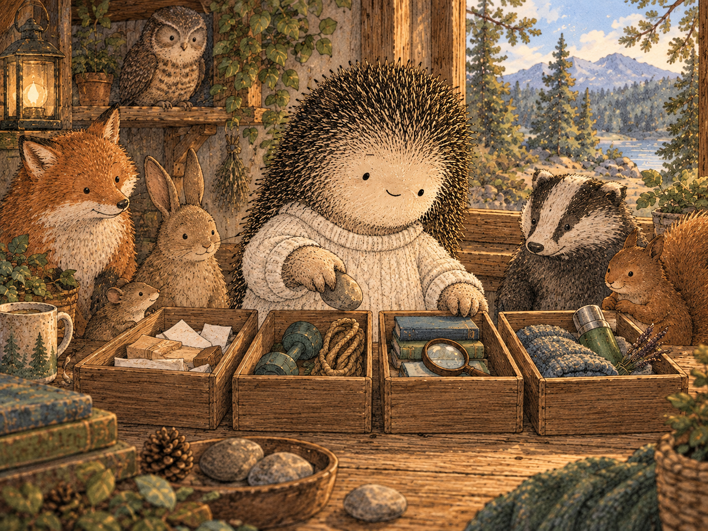 Day 41: You Stop Throwing the Same Solution at Every Bad Feeling. Woodland hedgehog illustration.