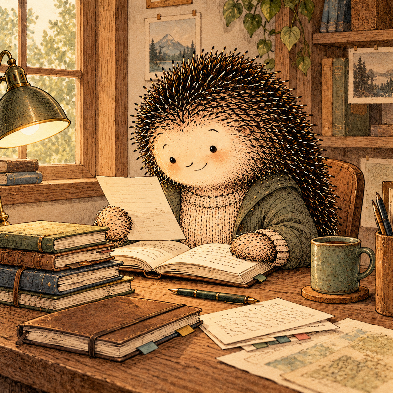 A gentle cream-faced, spiky-furred woodland companion exploring Day 179: Prepare for Your Six-Month Review