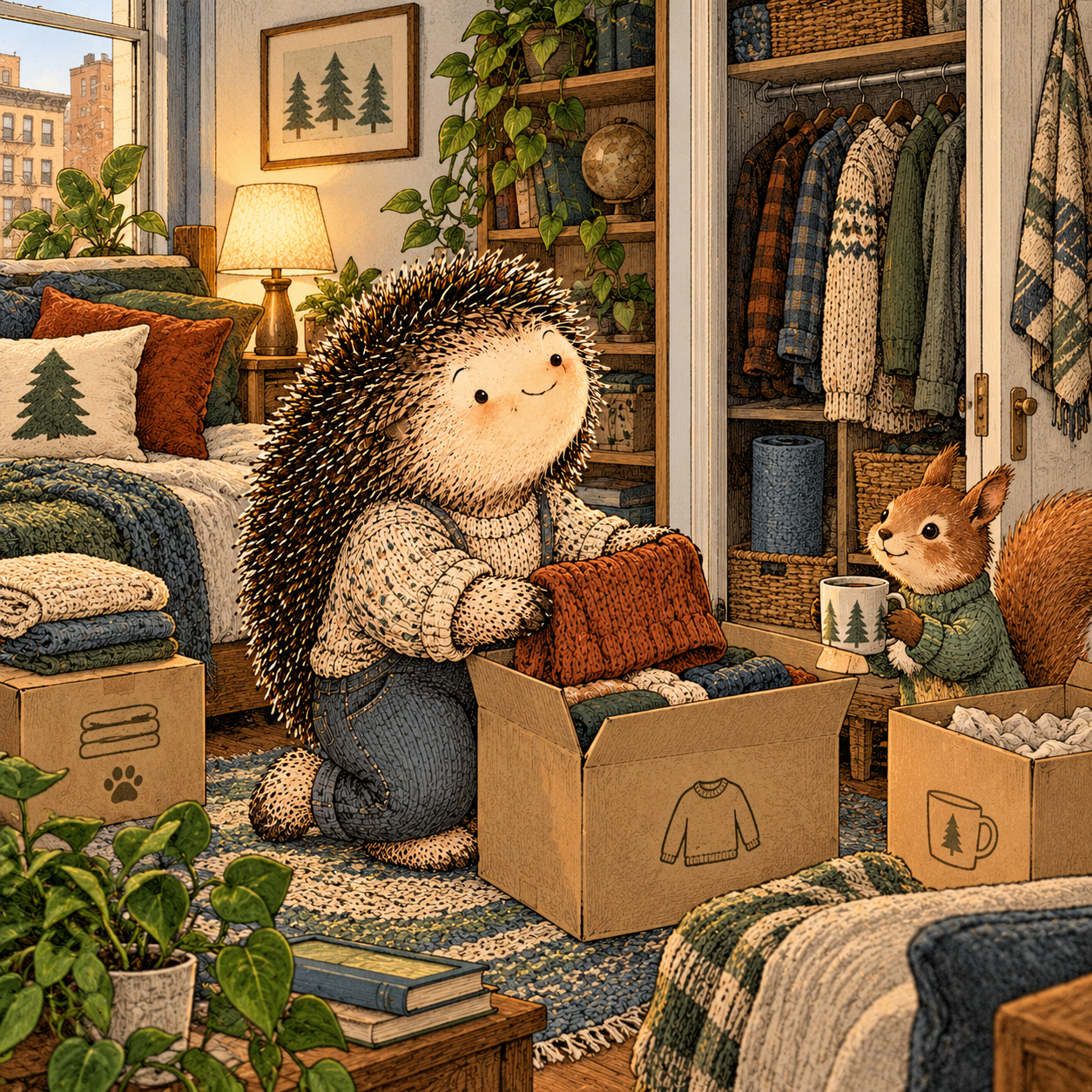 A gentle cream-faced, spiky-furred woodland companion exploring Day 316: Relationships Change the Environment