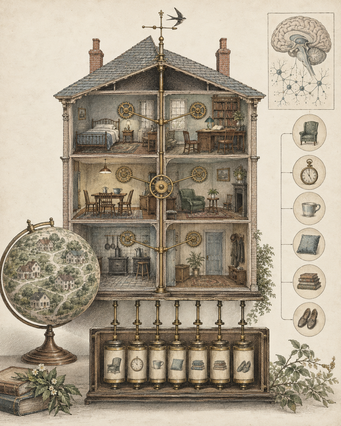 Vintage CWOB scientific illustration for Your Home Has Behavioral Neighborhoods