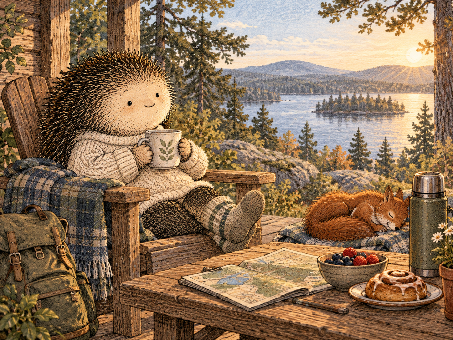 Day 81: The Weekend Can Feel Fuller Without Feeling Overplanned. Woodland hedgehog illustration.