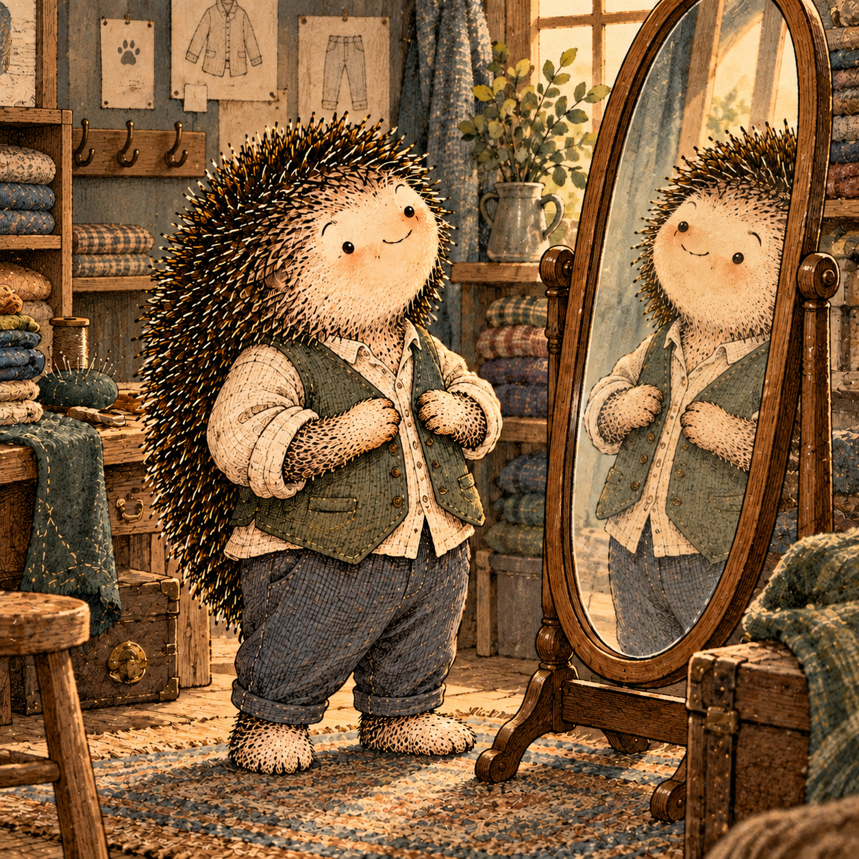A gentle cream-faced, spiky-furred woodland companion exploring Day 353: There Is No Final Version of You