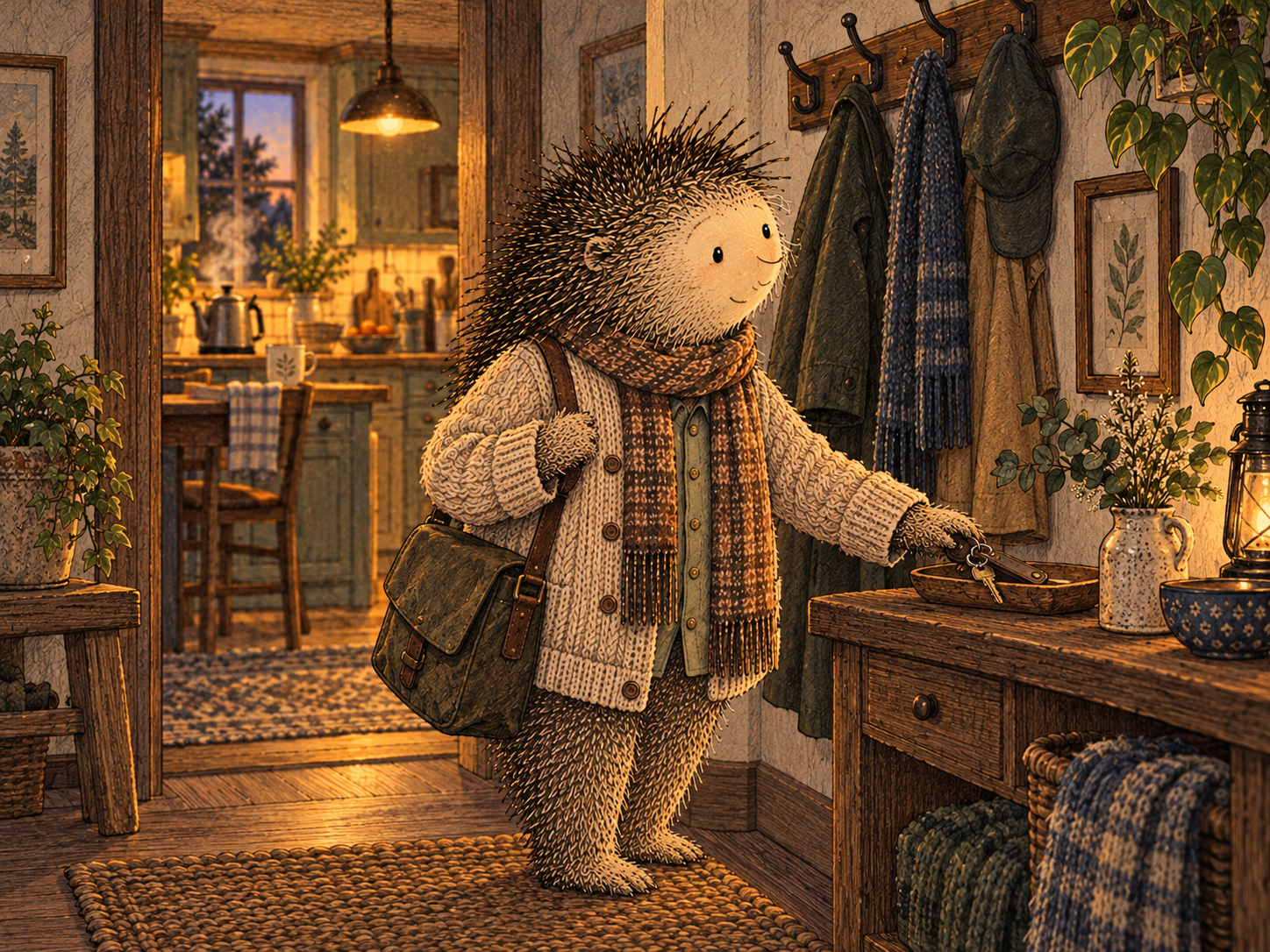 Day 4: See the First Domino. Illustrated hedgehog with the same face as this day's main image.