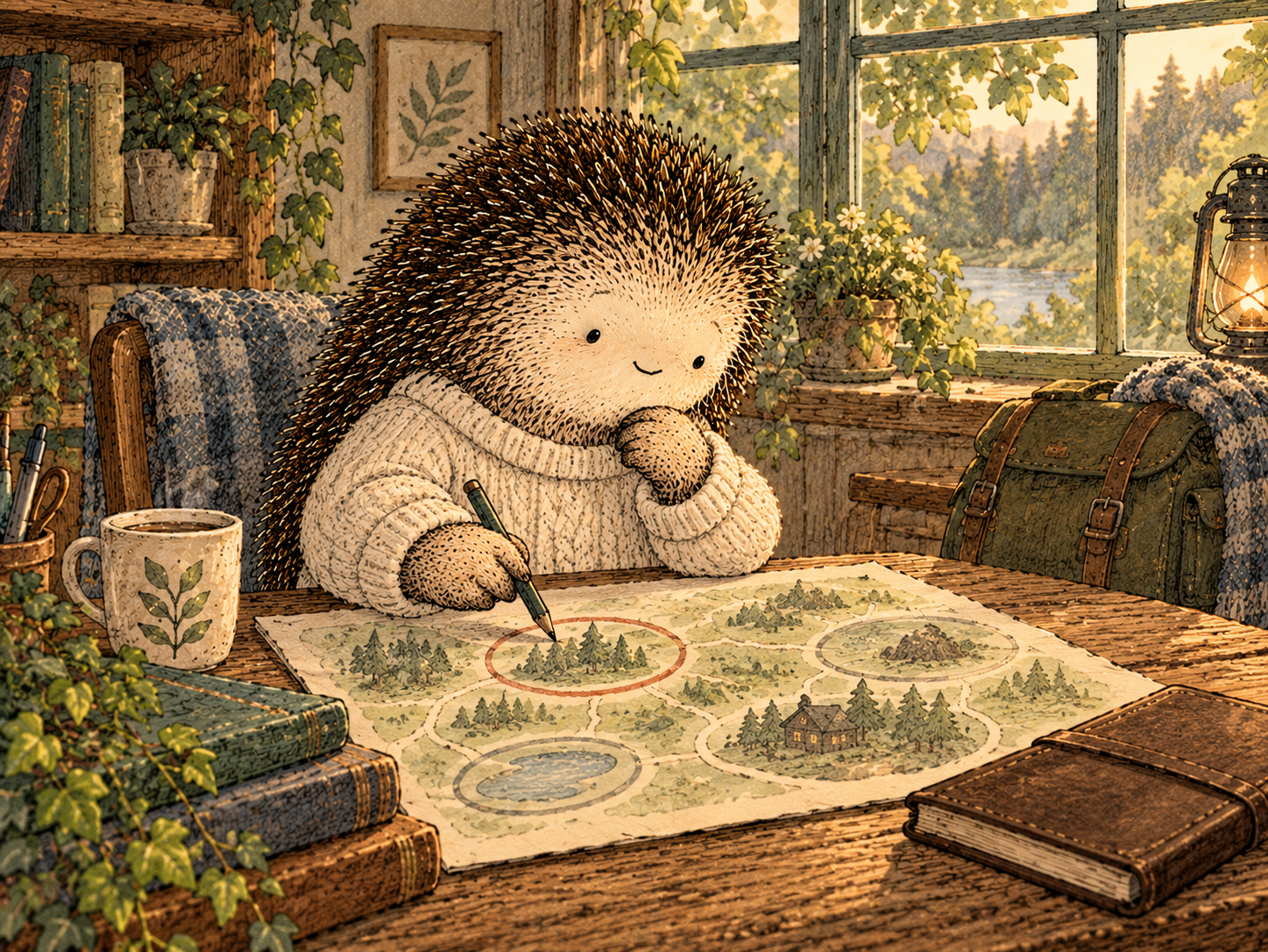 Day 149: Knowing Your Strongest Trigger Lets You Put Protection Where It Actually Matters. Woodland hedgehog illustration.