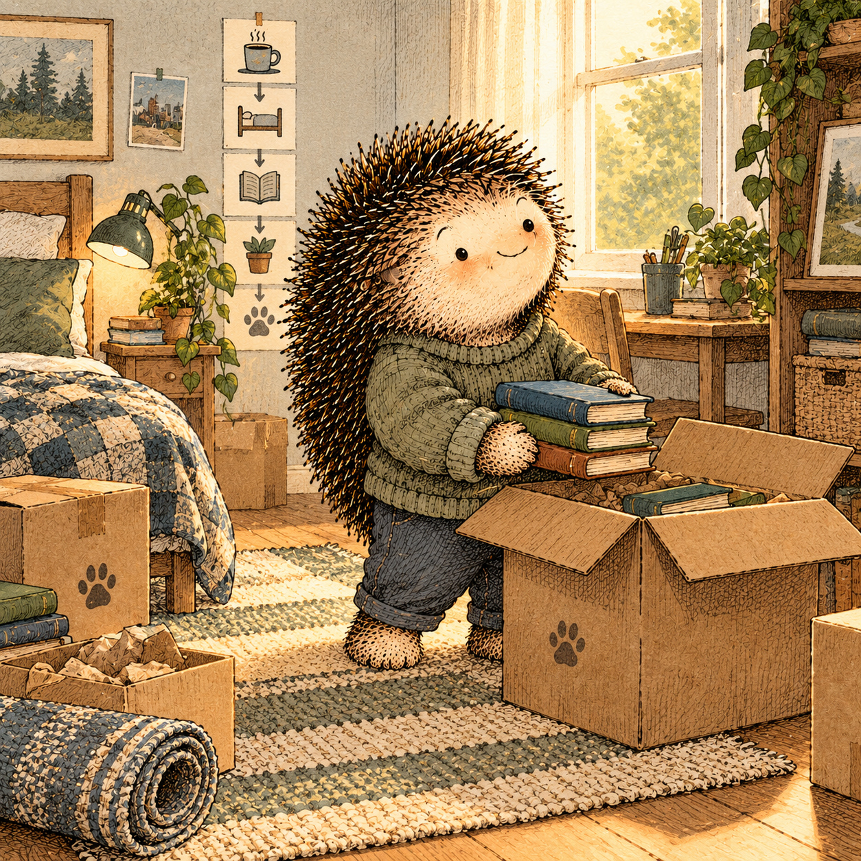A gentle cream-faced, spiky-furred woodland companion exploring Day 317: Rebuild the Model After a Major Life Shift