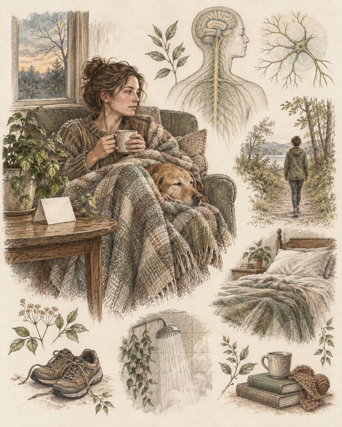 Vintage quiet evening illustrating temporary relief, companionship and rest.