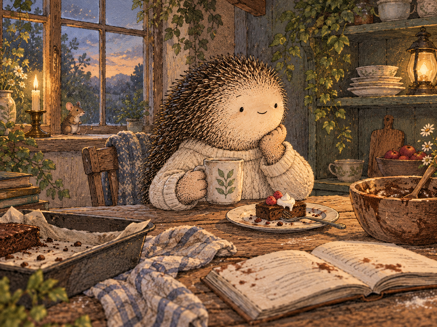 Day 68: You Can Loosen the Grip Without Dropping Everything. Woodland hedgehog illustration.