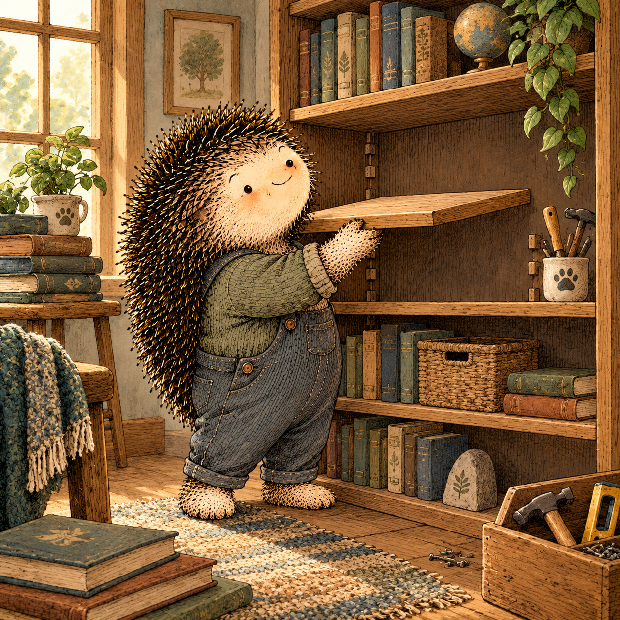 A gentle cream-faced, spiky-furred woodland companion exploring Day 326: Rebuild One Layer at a Time