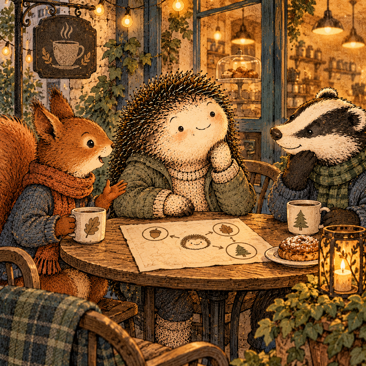 A gentle cream-faced, spiky-furred woodland companion exploring Day 264: Your Social Circle Is an Environment