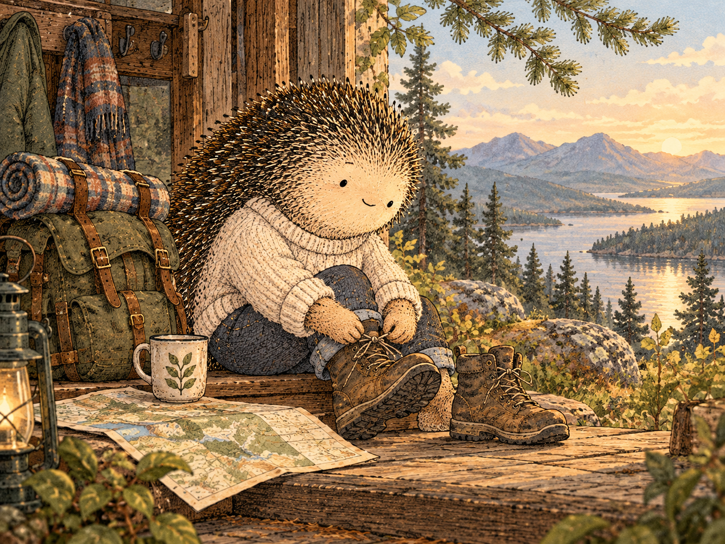 Day 201: Precise Nostalgia Tells You What Your Current Life May Need More Of. Woodland hedgehog illustration.