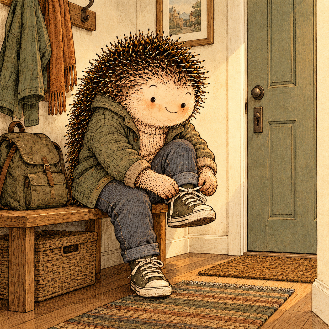 A gentle cream-faced, spiky-furred woodland companion exploring Day 190: Restart Before Monday