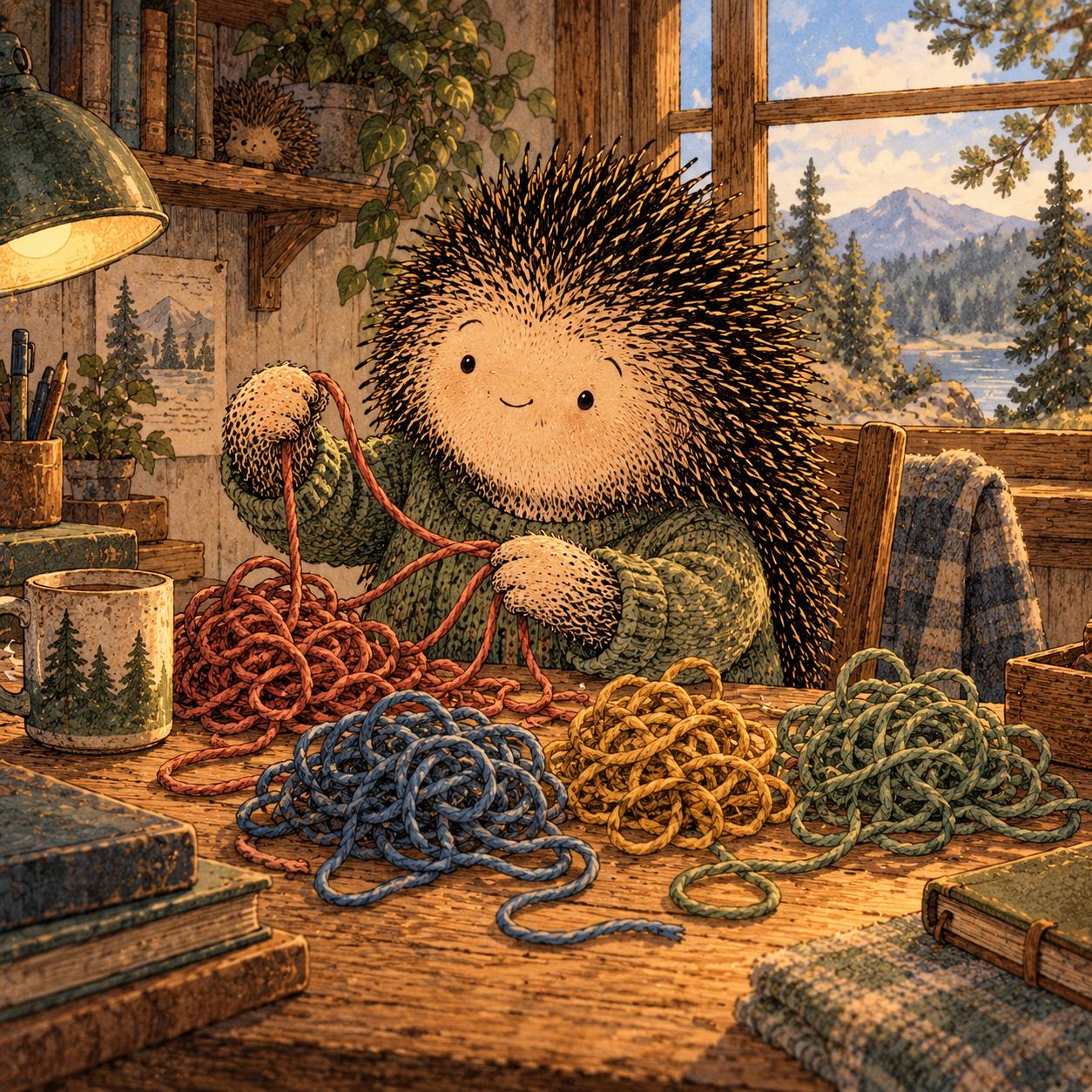A gentle cream-faced, spiky-furred woodland companion exploring Day 41: Stress Isn't One Thing