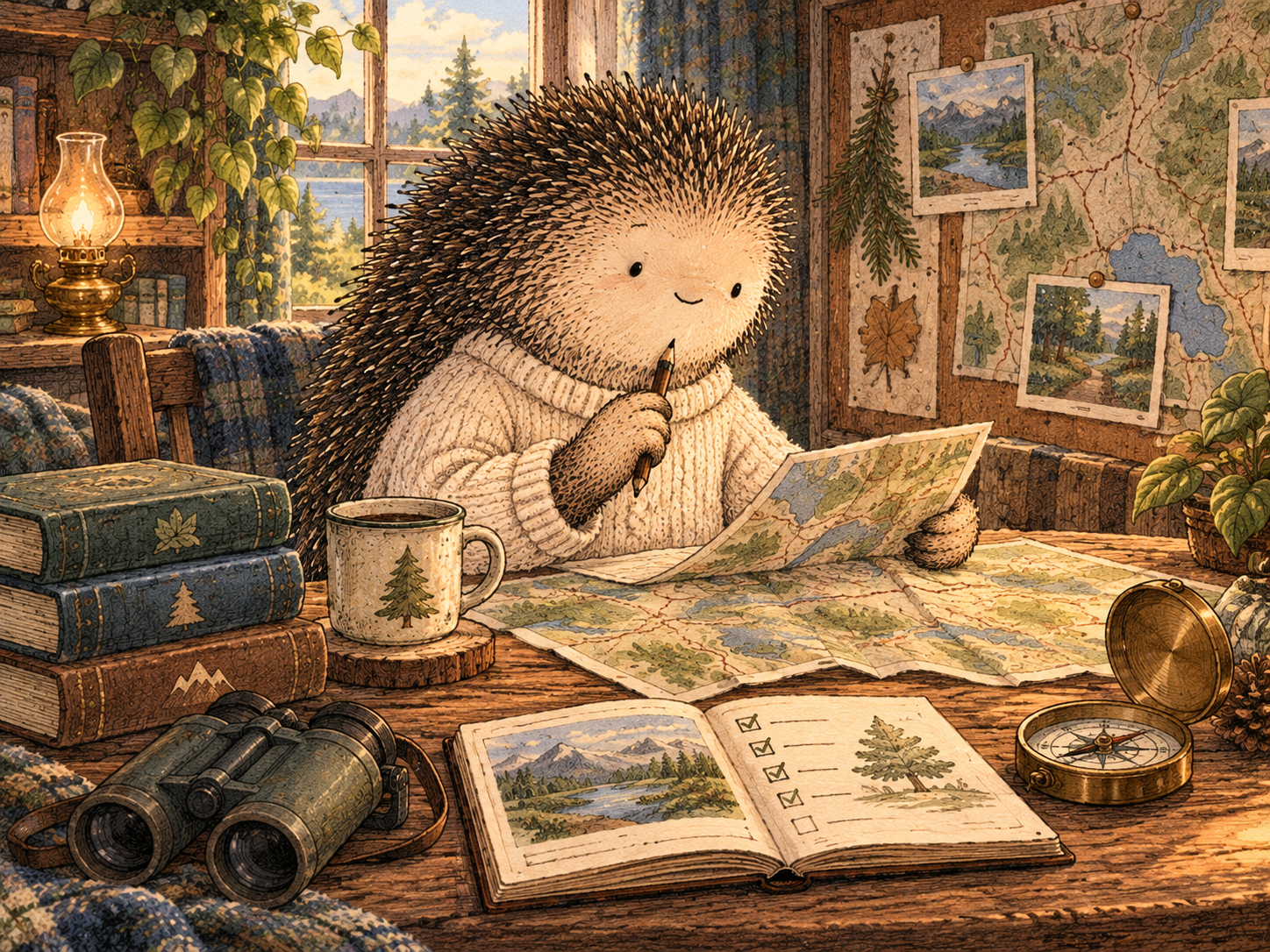 Day 361: Earned Self-Knowledge Lets You Make Future Decisions From Evidence Without Pretending Every Question Is Settled. Woodland hedgehog illustration.