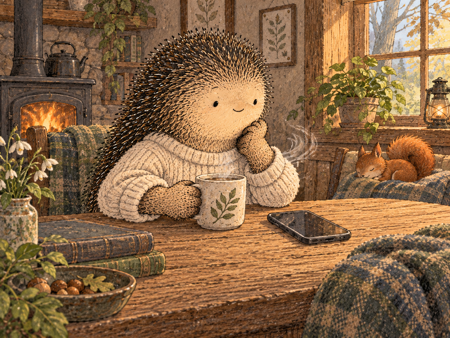 Day 123: A Short Delay Can Preserve the Message Without Letting the Heat Write It. Woodland hedgehog illustration.