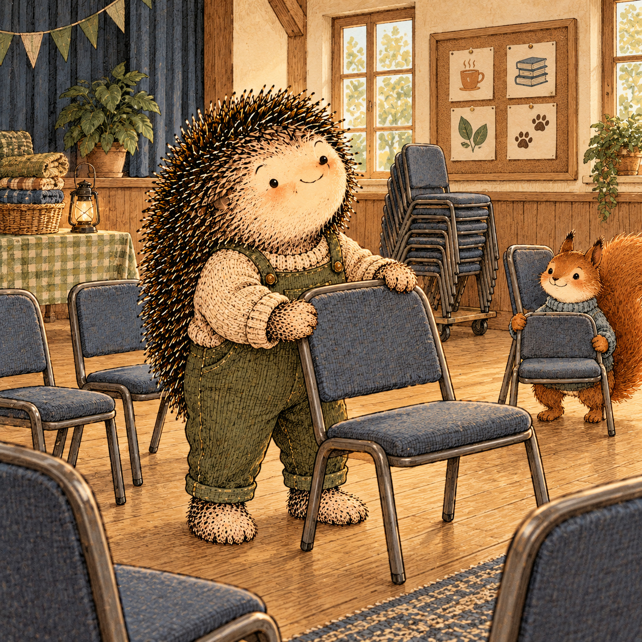 A gentle cream-faced, spiky-furred woodland companion exploring Day 274: Community Needs Repetition