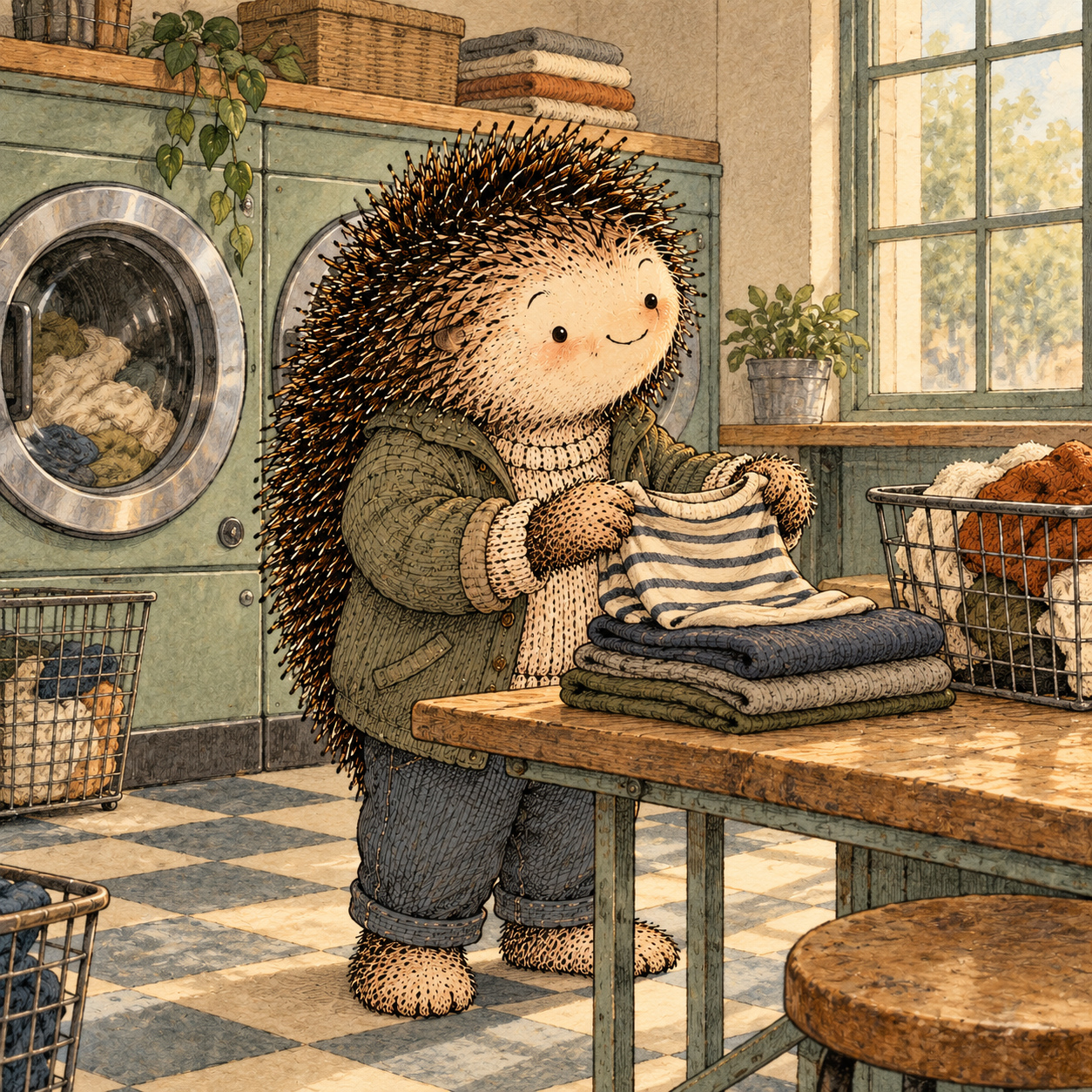 A gentle cream-faced, spiky-furred woodland companion exploring Day 185: Protect the Boring Weeks