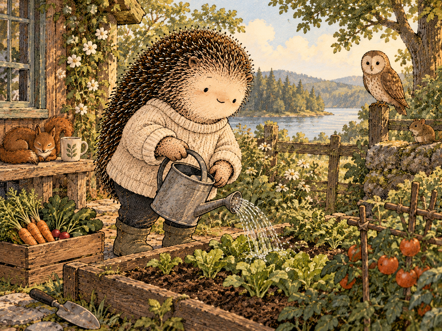 Day 232: More Sources of Meaning, Reward and Responsibility Make One Old Behavior Less Capable of Organizing the Whole Week. Woodland hedgehog illustration.