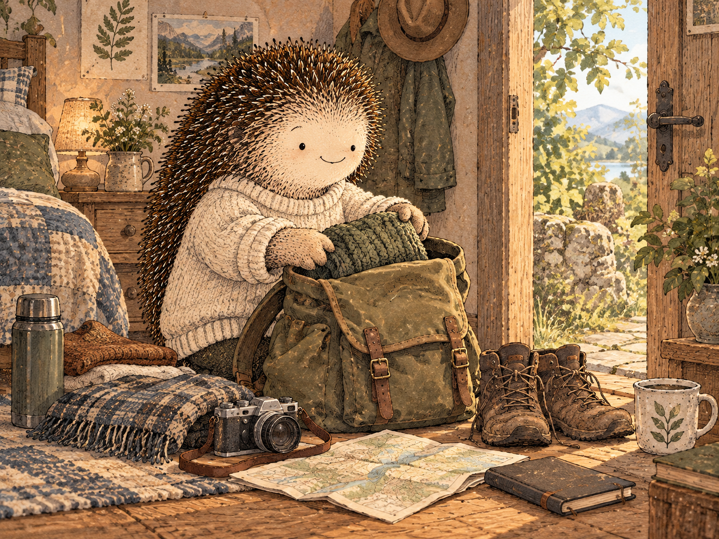 Day 165: You Can Separate the Parts of Fun You Actually Value From the Parts You Merely Associated With Drinking. Woodland hedgehog illustration.