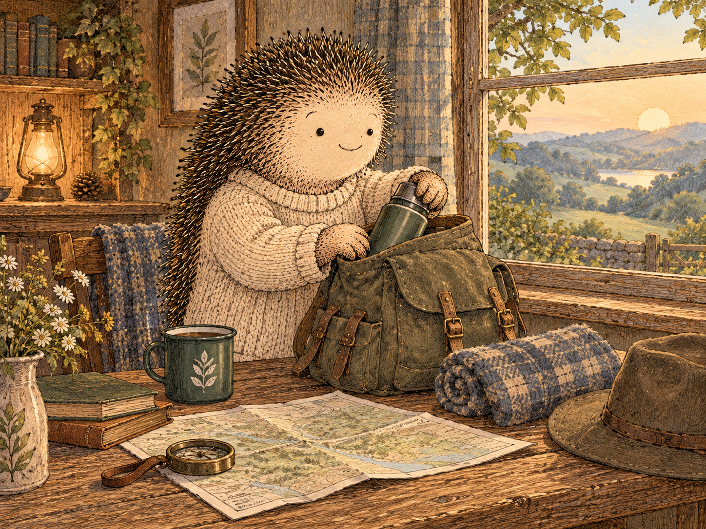 Day 236: Anticipation Gives Ordinary Days Access to Future Pleasure. Woodland hedgehog illustration.