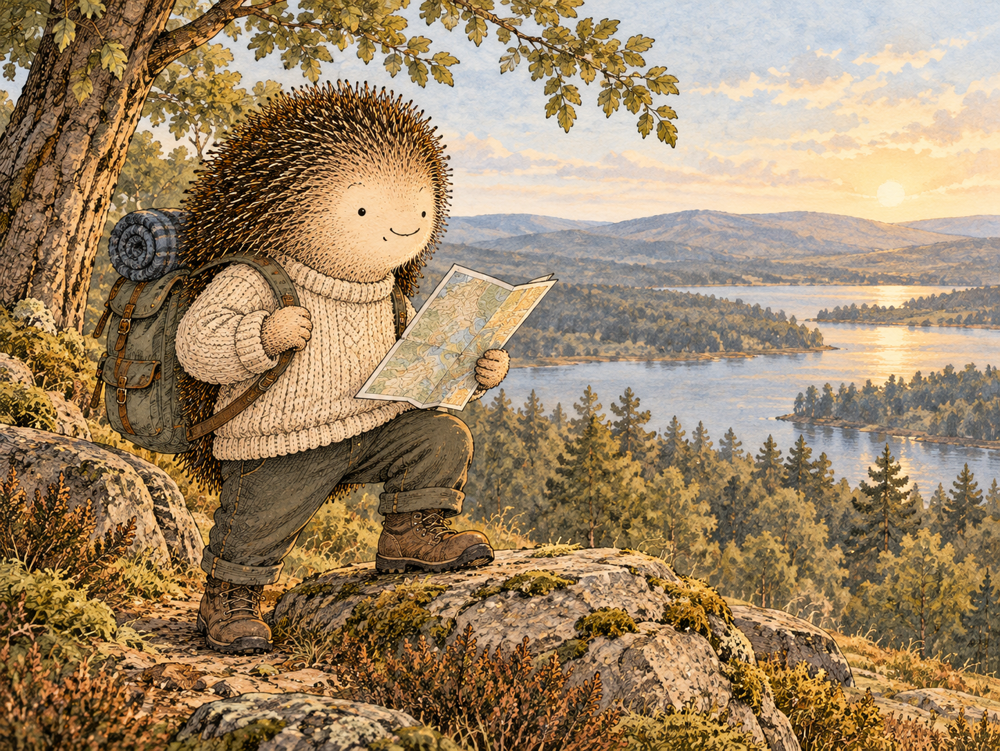Day 216: Grounded Confidence Preserves Freedom Without Making You Relearn Old Lessons. Woodland hedgehog illustration.