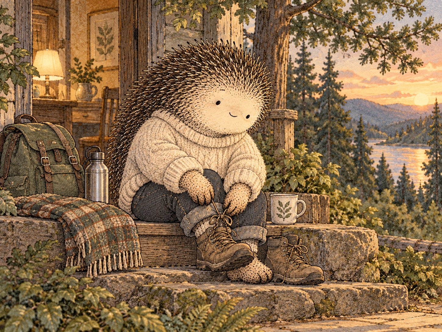 Day 186: A Smaller System Preserves More Than an Ideal System You Stop Using. Woodland hedgehog illustration.
