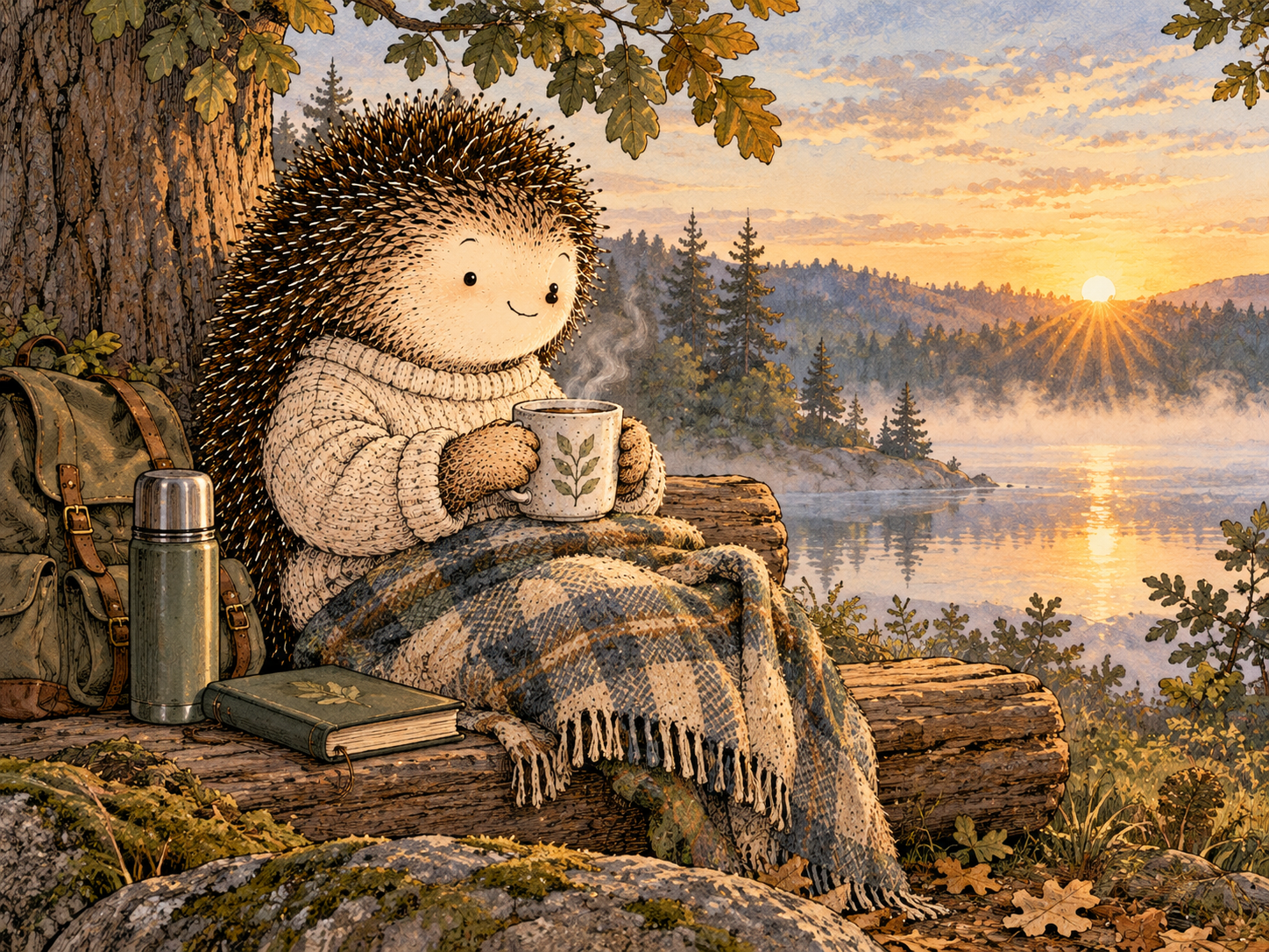 Day 320: One Portable Morning Anchor Can Create a Small Sense of Predictability Before the Day Starts Changing Again. Woodland hedgehog illustration.