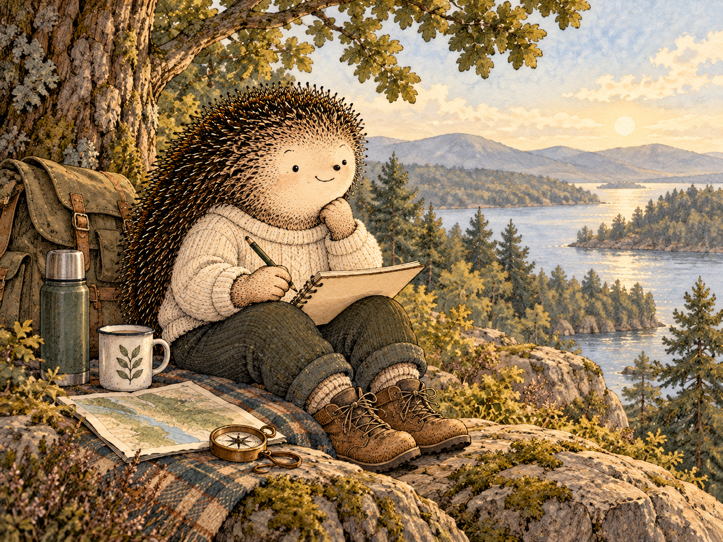 Day 330: Naming What You Want More Of Gives Recovered Time and Attention Somewhere Positive to Go. Woodland hedgehog illustration.