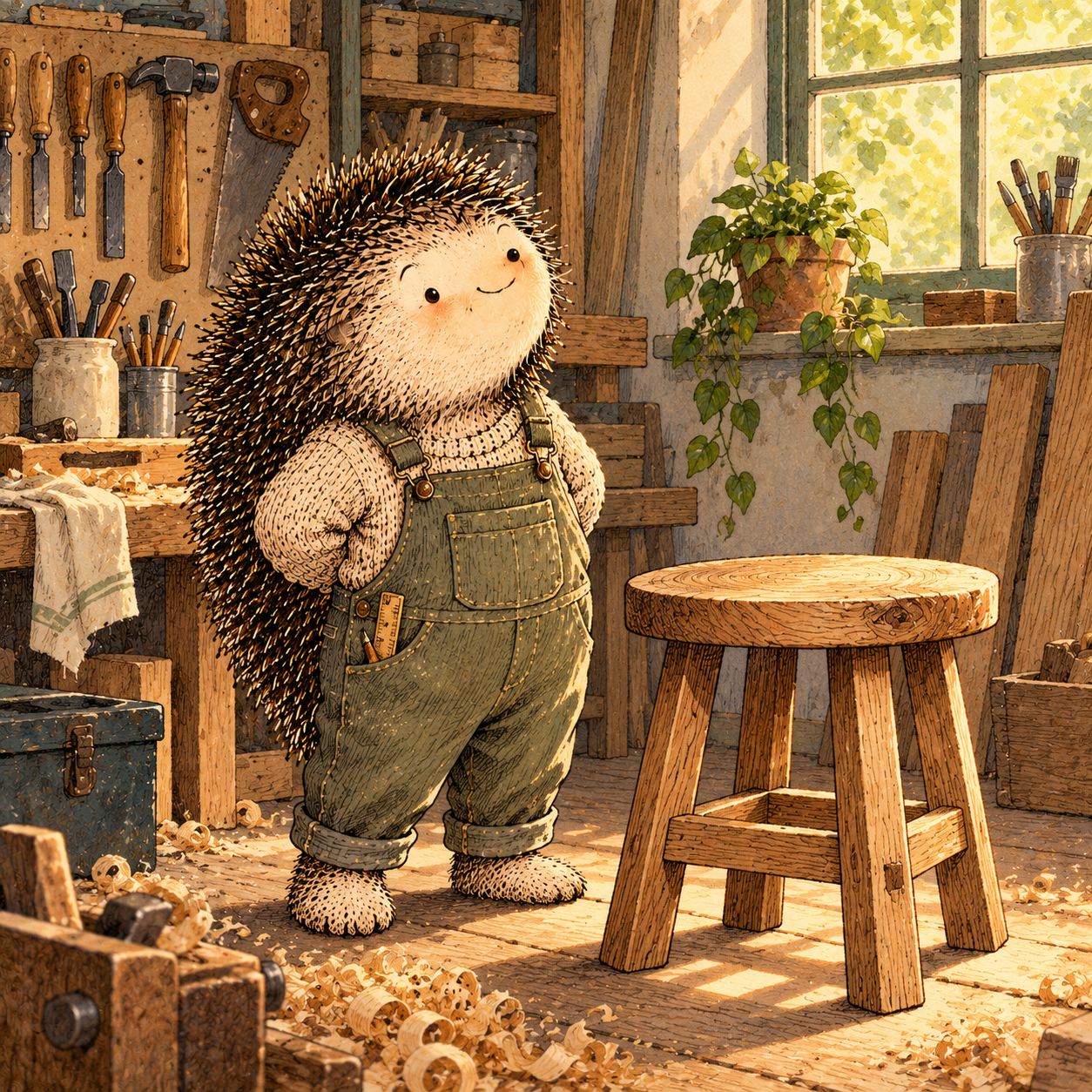 A gentle cream-faced, spiky-furred woodland companion exploring Day 307: Stop Checking Whether It's Still Working