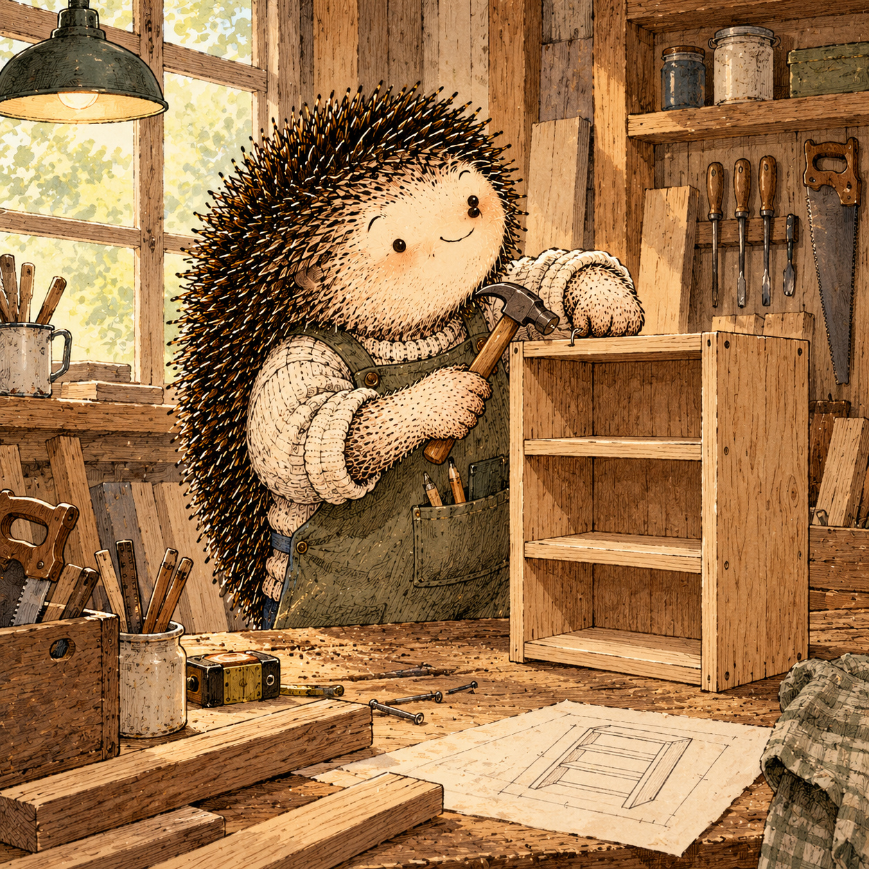 A gentle cream-faced, spiky-furred woodland companion exploring Day 212: Build Something Bigger Than the Problem