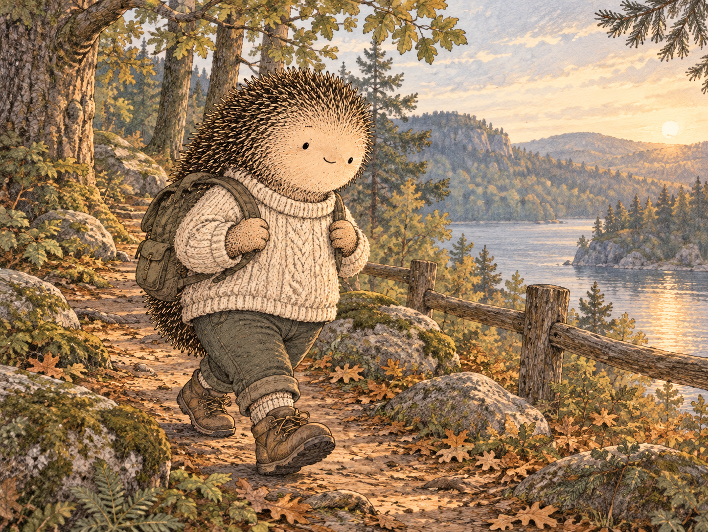 Day 97: Movement Can Give You a Buffer Between Feeling and Acting. Woodland hedgehog illustration.