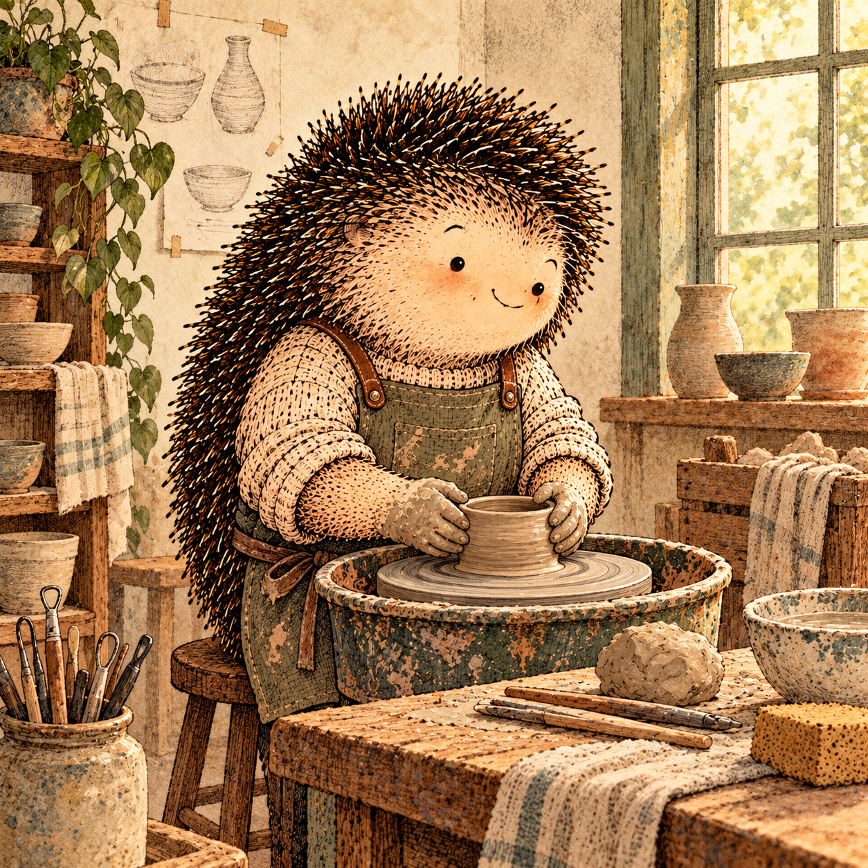 A gentle cream-faced, spiky-furred woodland companion exploring Day 214: Your Next Identity Project
