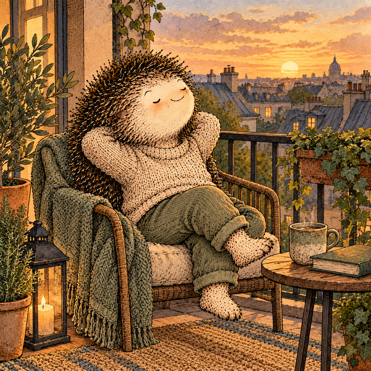 A gentle cream-faced, spiky-furred woodland companion exploring Day 114: Your Personal Decompression Window