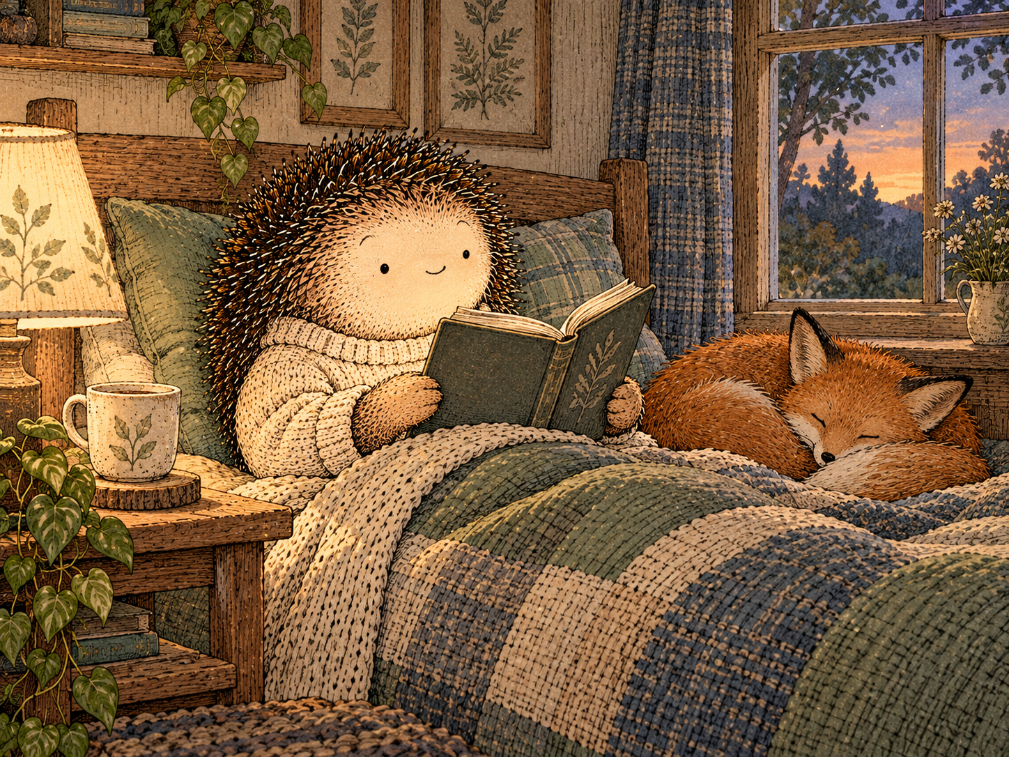 Day 253: Resting Before Exhaustion Can Preserve More of Tomorrow. Woodland hedgehog illustration.