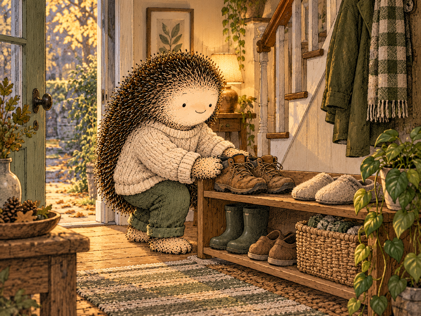 Day 288: Finding the Exact Behavioral Neighborhood Lets You Intervene More Precisely. Woodland hedgehog illustration.