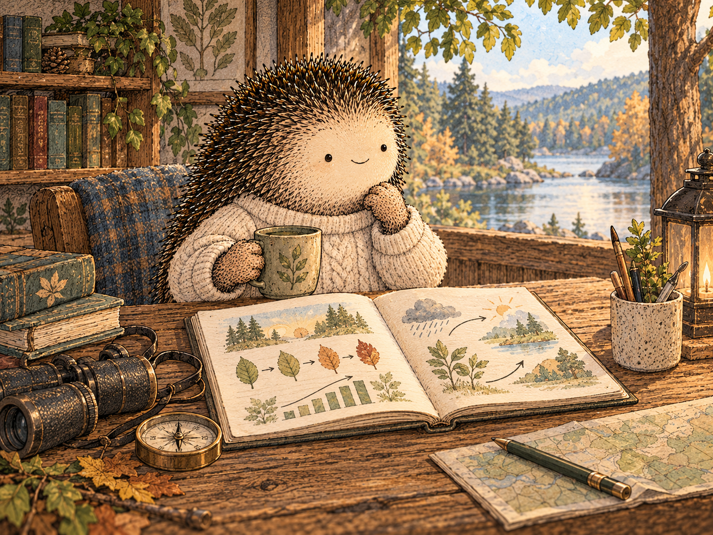 Day 365: You Leave With More Than a Completed Program: You Leave With a Way to Understand, Adjust and Protect the Life You Built. Woodland hedgehog illustration.
