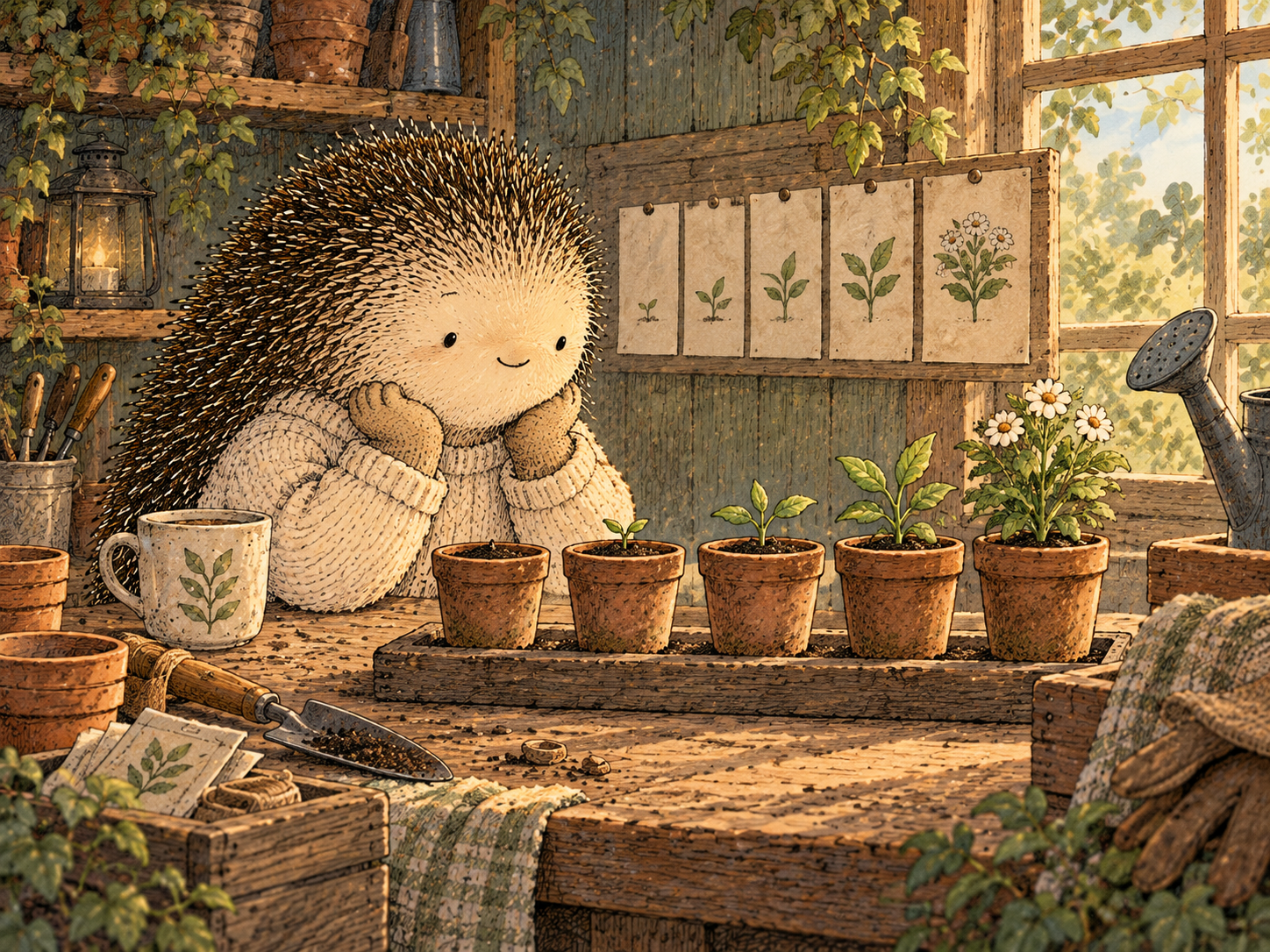 Day 350: Accounting for the Lag Helps You Evaluate Slow-Return Behaviors on a Fairer Timeline. Woodland hedgehog illustration.