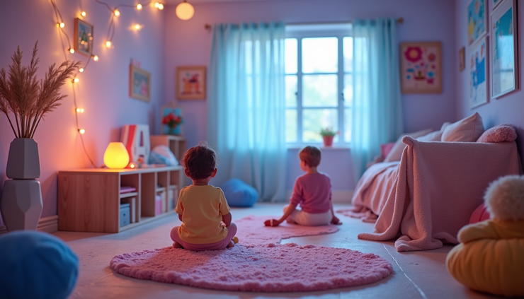 Eye-level view of a colorful sensory room designed for autistic children