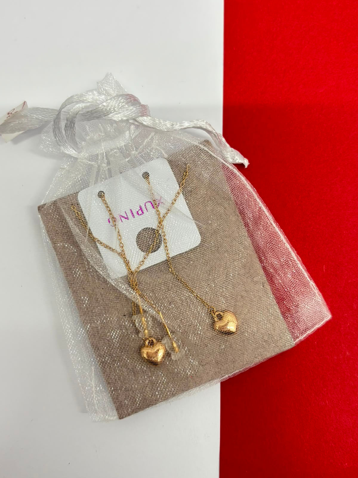 Aretes violador con Dije de Corazón – Acabado en Chapa de Oro