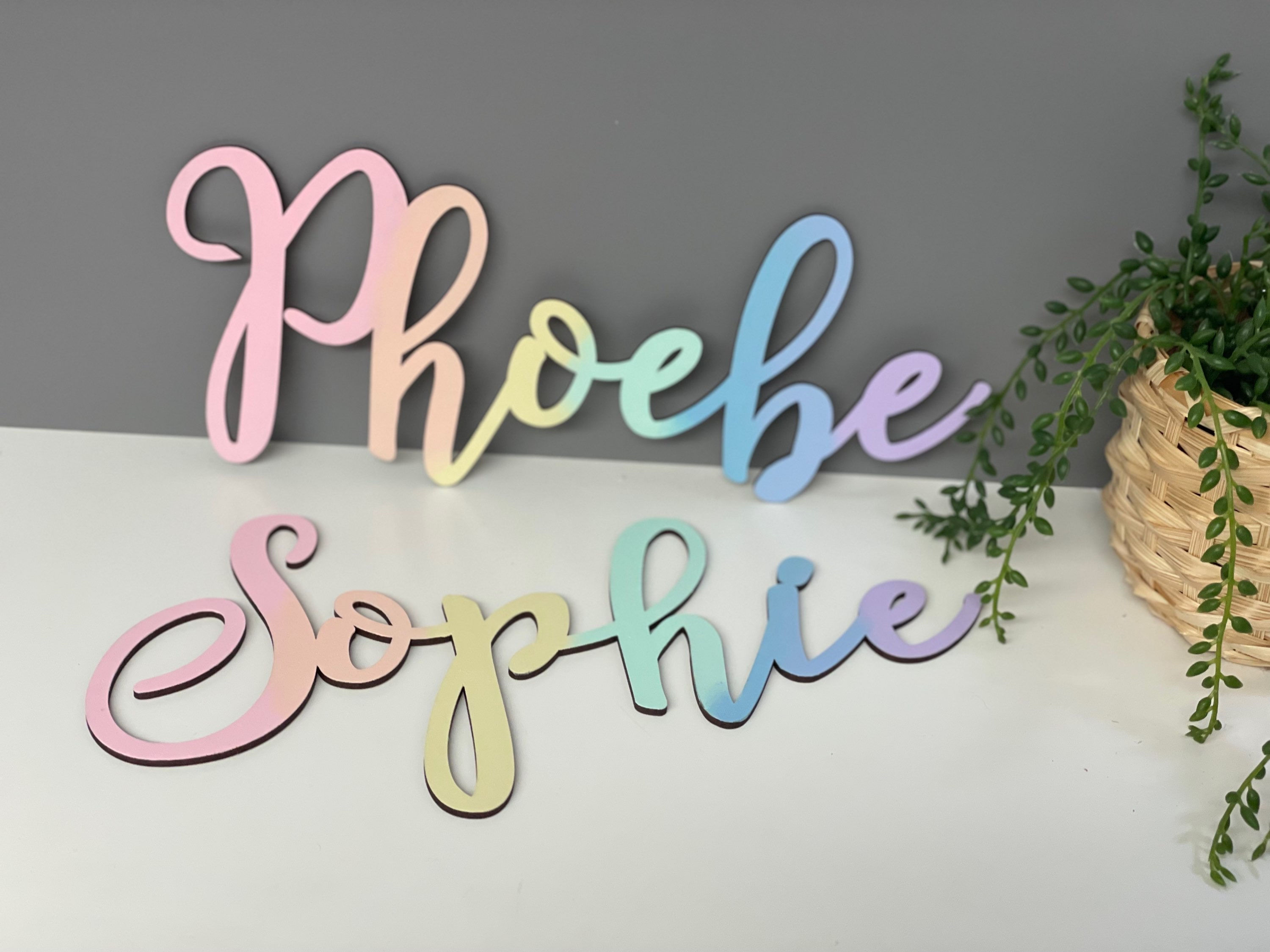 Personalised wooden name sign, nursery decor, childrens wall sign