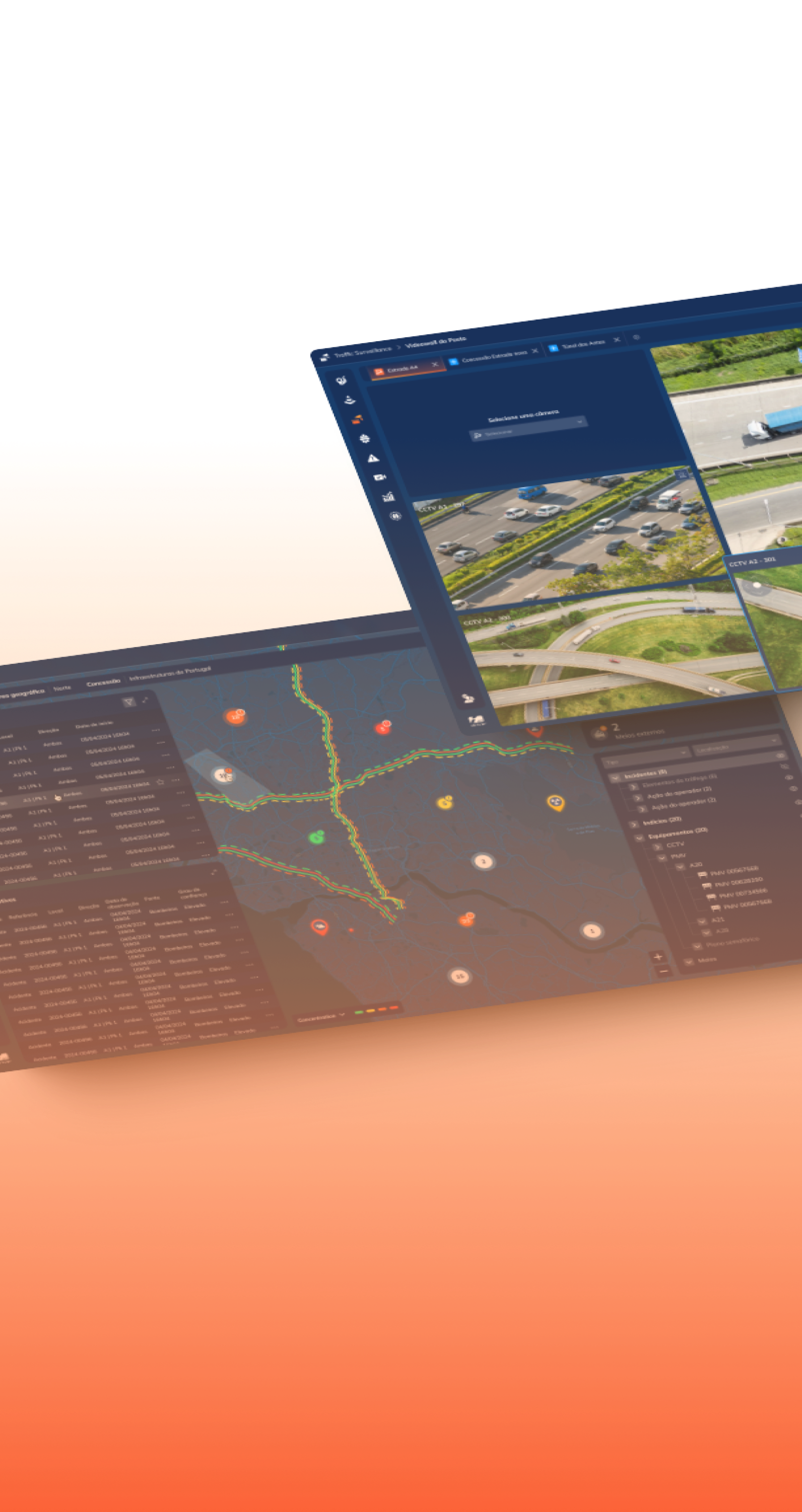 2 screens of drive 3.0 showing surveillance cameras and incident management dashboard
