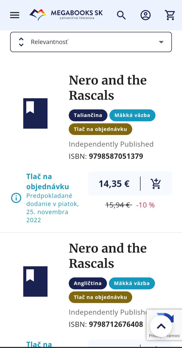 Sul sito di Megabook in Slovacchia