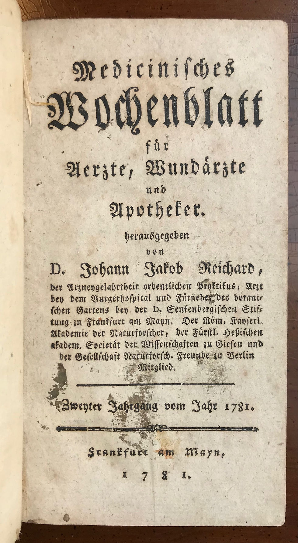Thumbnail: Reichard, Medicinisches Wochenblatt fur Uerzte, Wundärzte und Upotheker, 1781