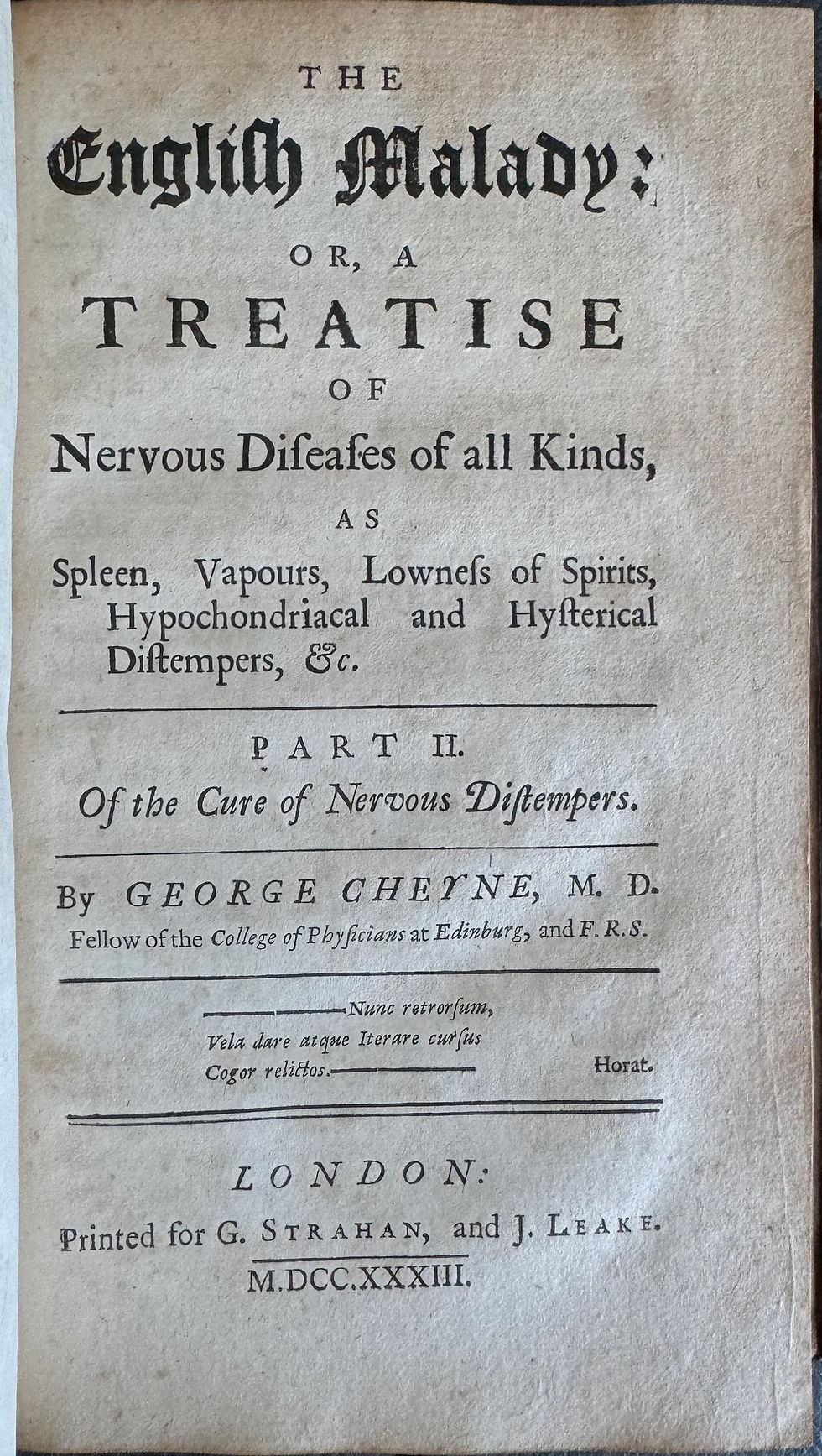 Thumbnail: Cheyne, The English Malady, 1733 (first edition)