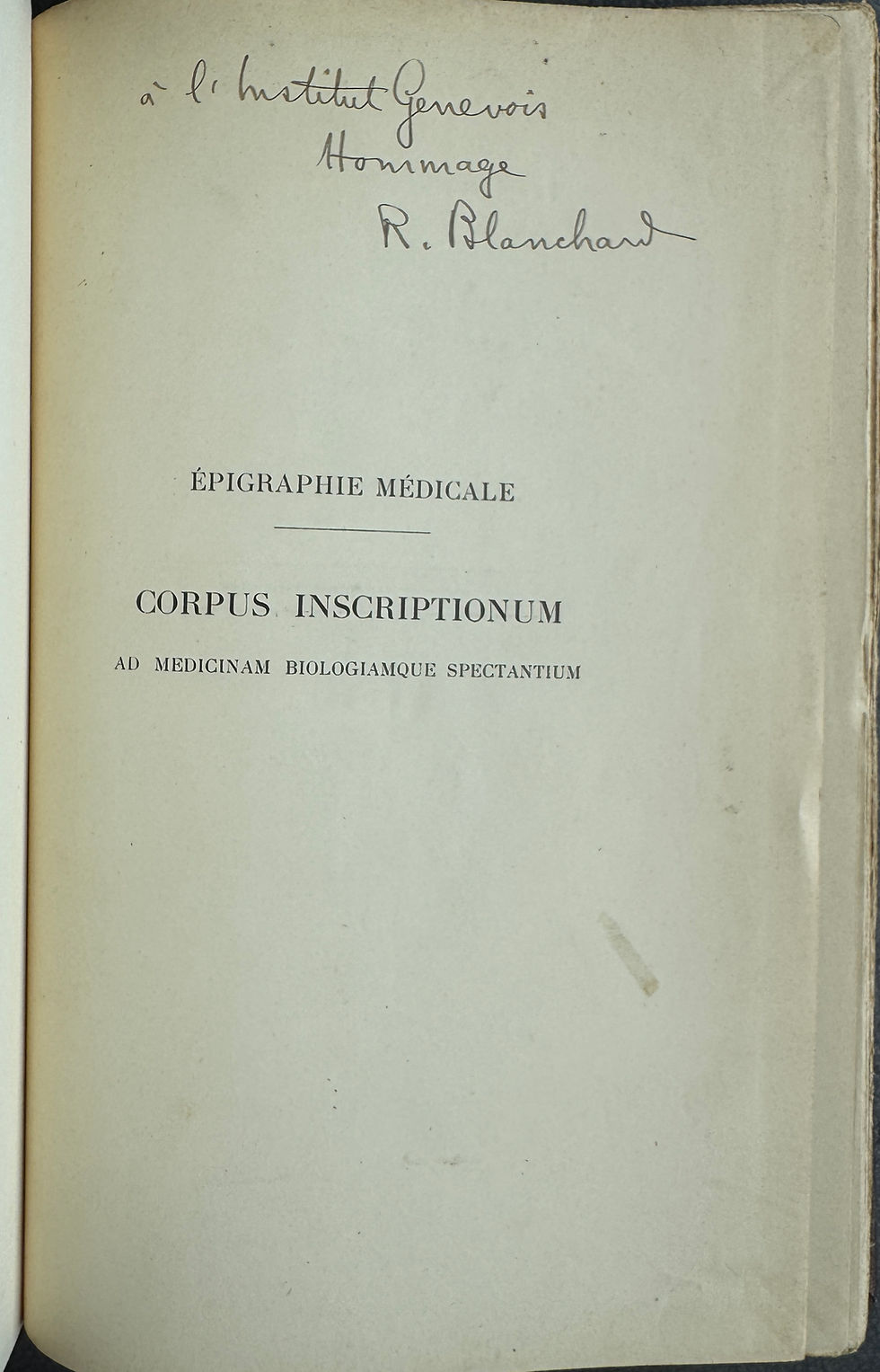 Thumbnail: Blanchard, Epigraphie Medicale Corpus Inscriptionum, Vol 1, 1909 (inscribed)