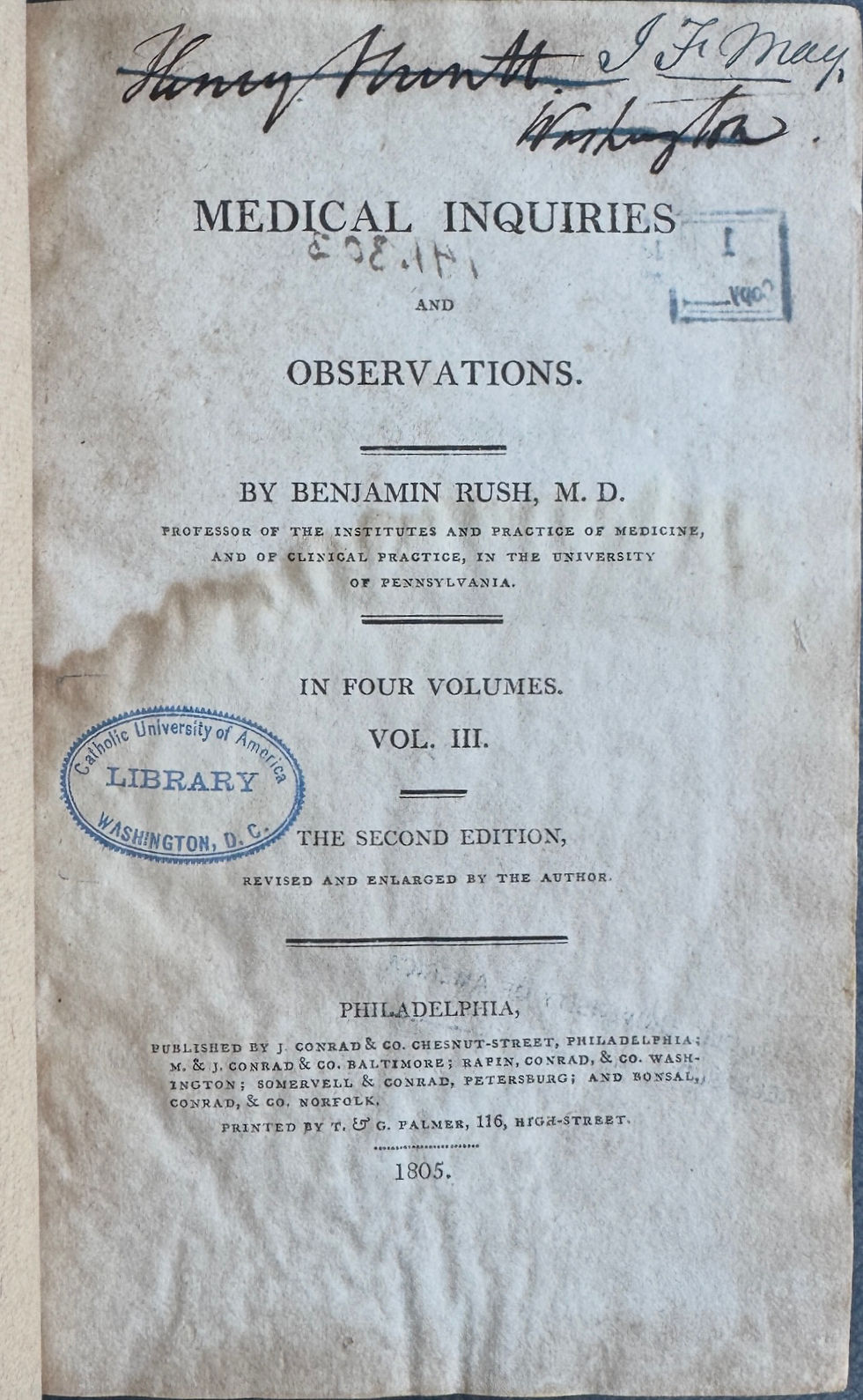 Thumbnail: Rush, Medical Inquiries and Observations, 1805