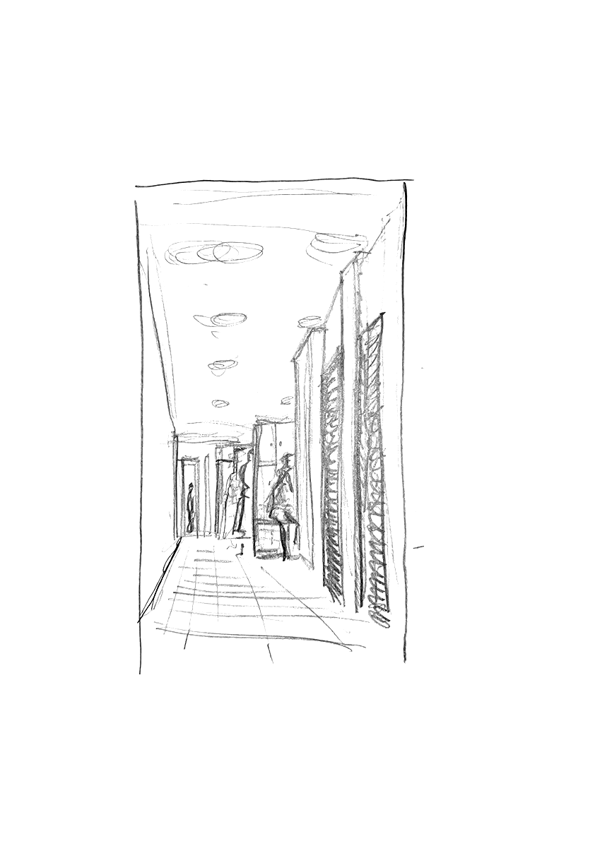 Helsingfors Centrumbad - Initial Sketch of Locker Rooms