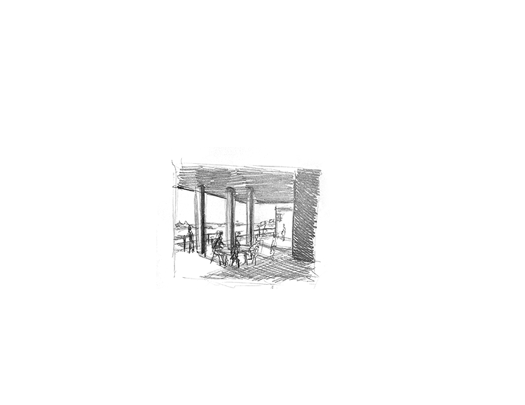 Helsingfors Centrumbad - Initial Sketch of the Restaurant Terrace