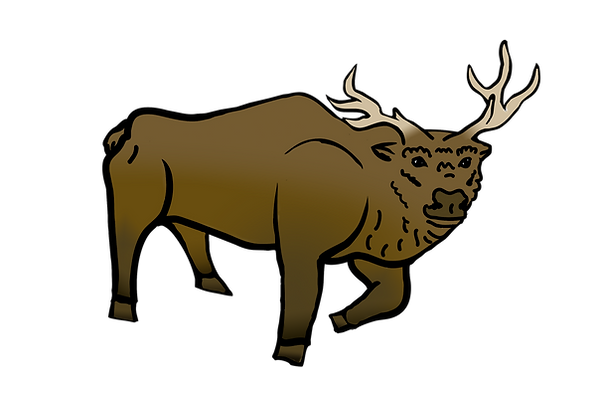 Brown Buffadeer with wild horns.